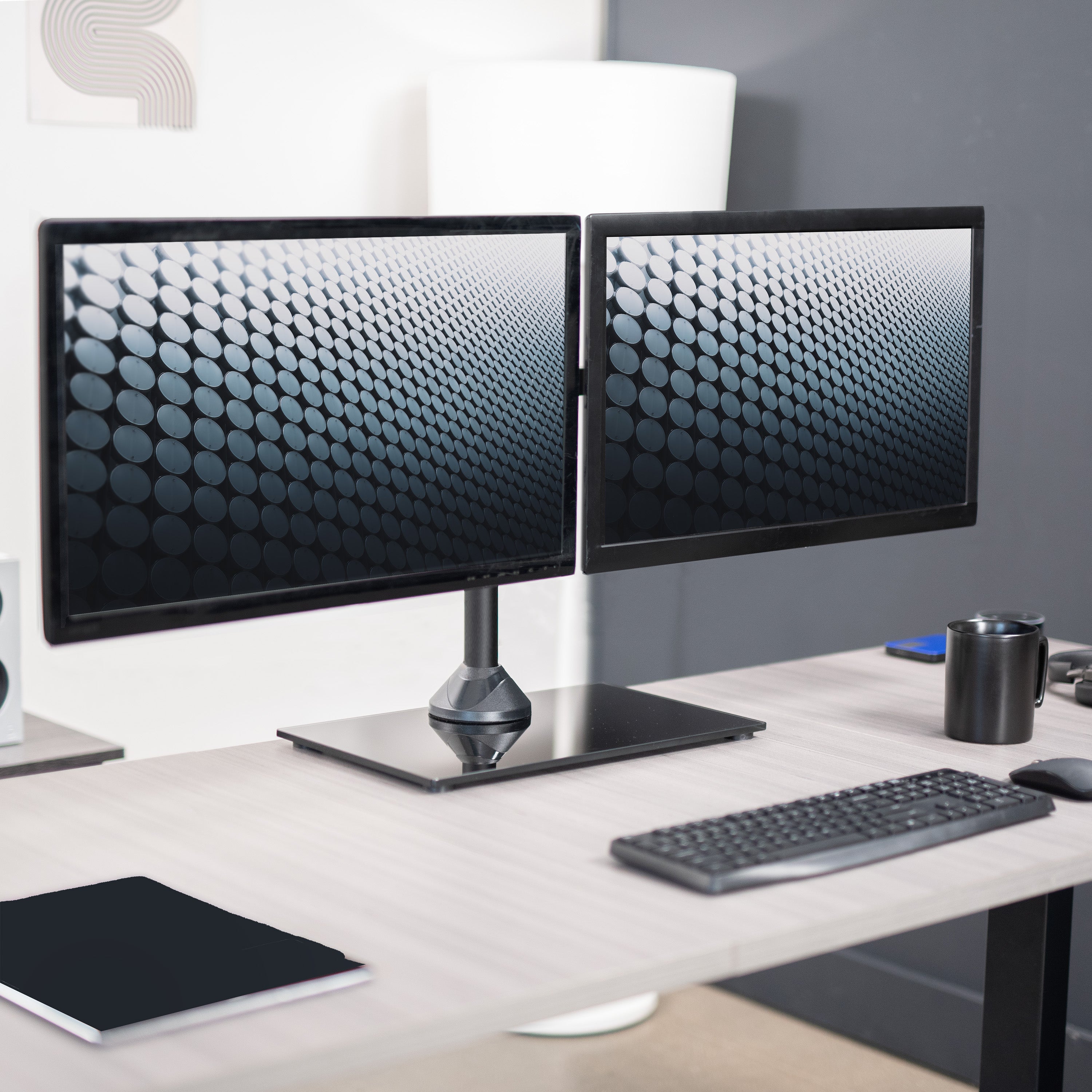 Dual Monitor Desk Stand in office space