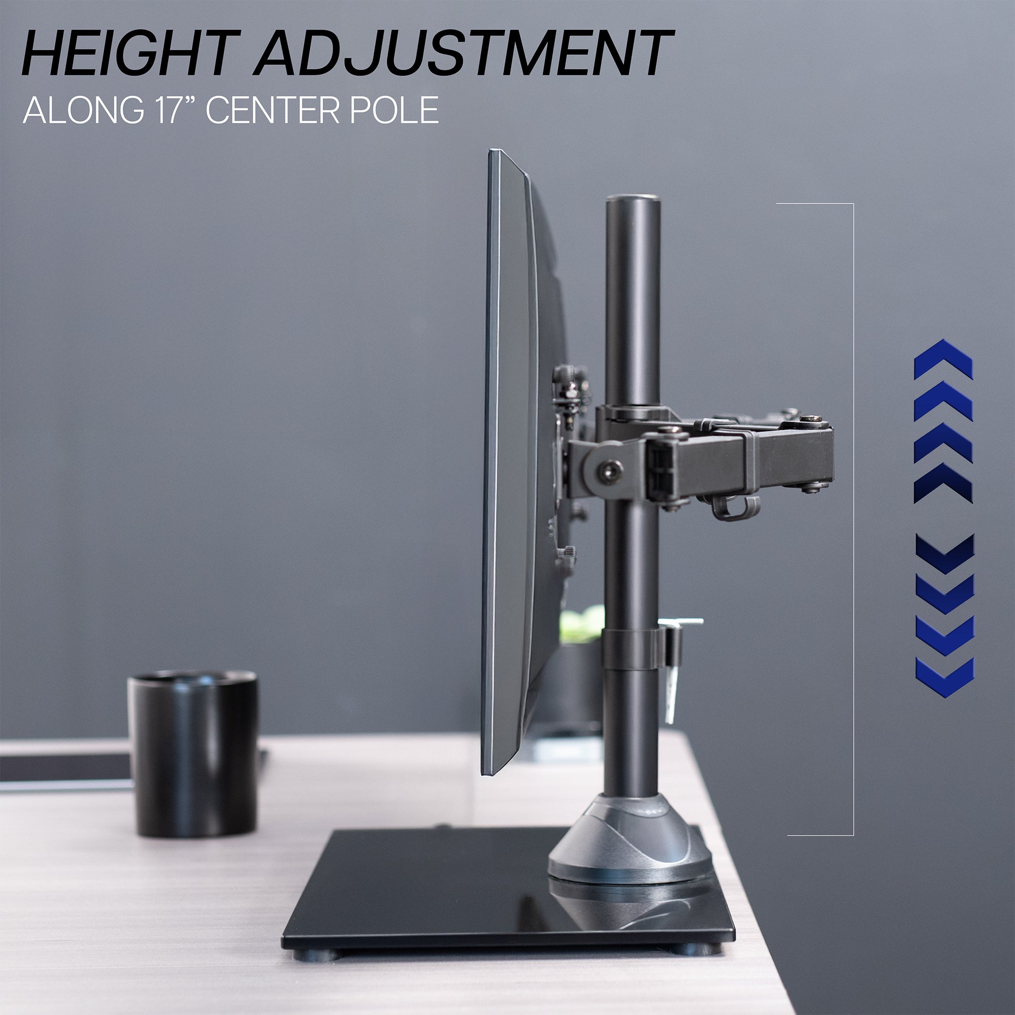 Height adjustment along the center pole
