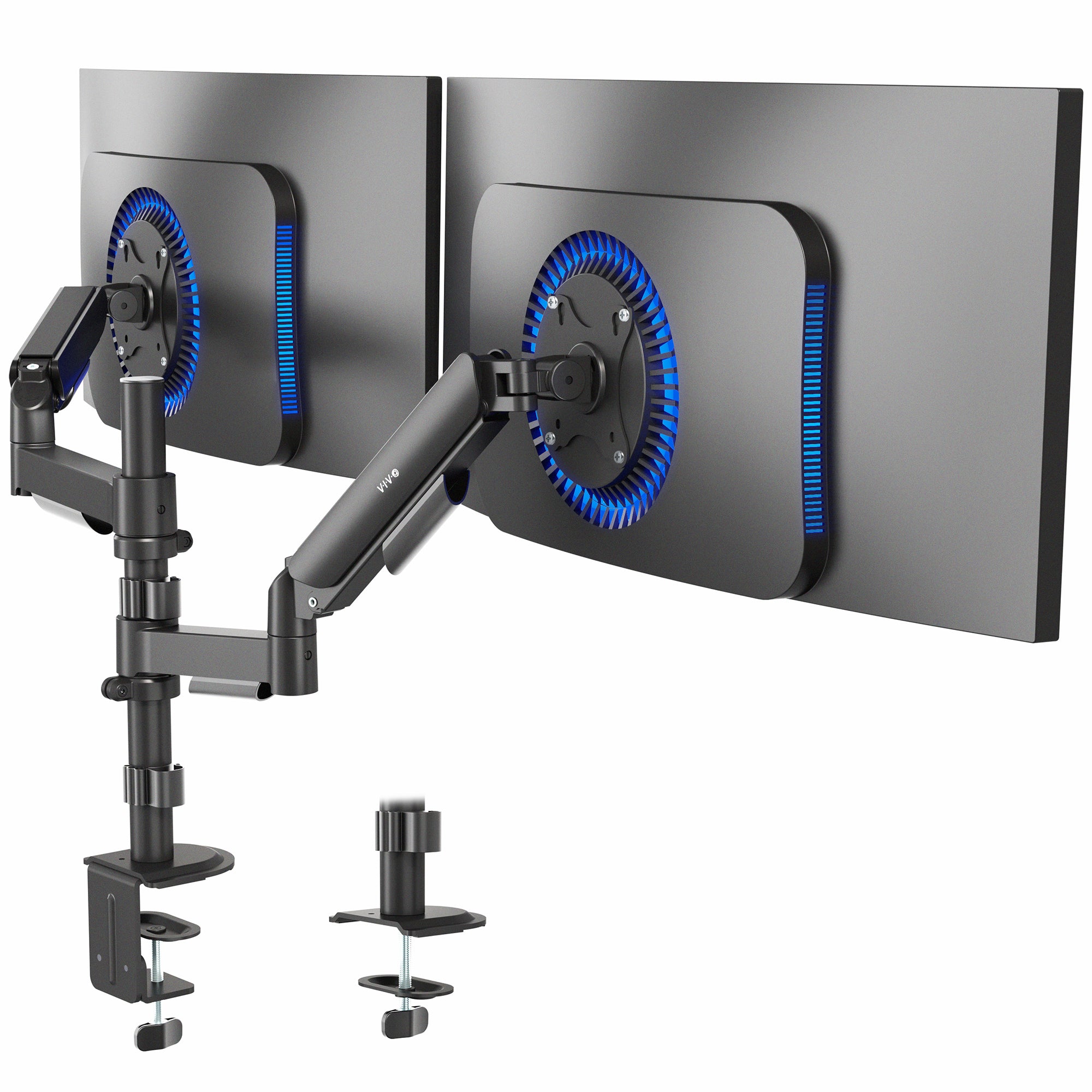Sturdy adjustable mechanic arm dual monitor ergonomic desk stand for office workstation.