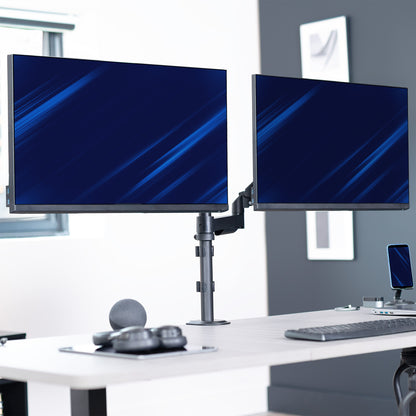 Sturdy adjustable mechanic arm dual monitor ergonomic desk stand for office workstation.