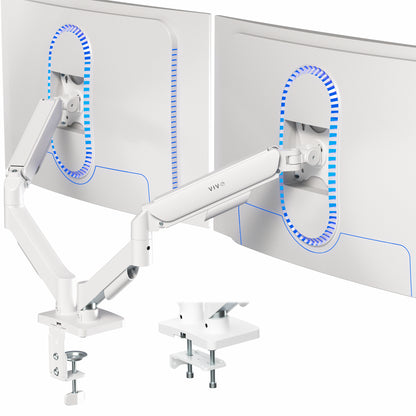 Sturdy adjustable mechanical arm dual monitor ergonomic desk stand for office workstation.