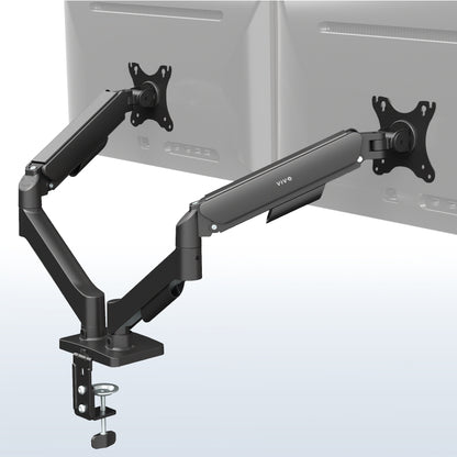 Sturdy adjustable mechanical arm dual monitor ergonomic desk stand for office workstation.