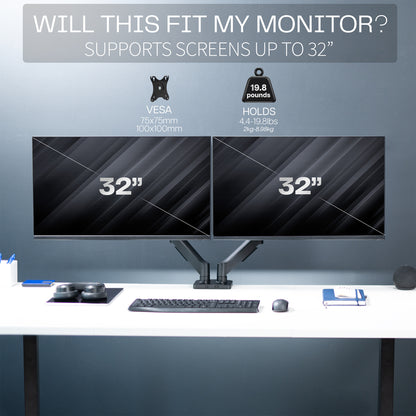 Sturdy adjustable mechanical arm dual monitor ergonomic desk stand for office workstation.