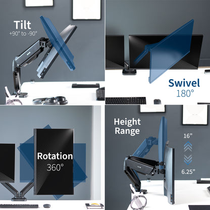 Sturdy adjustable mechanical arm dual monitor ergonomic desk stand for office workstation.