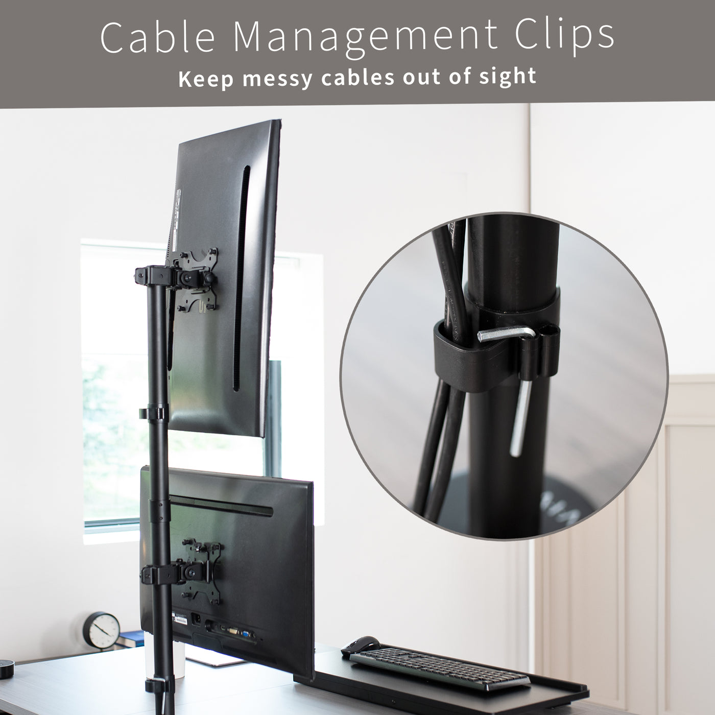 Dual Vertical Monitor Desk Mount – VIVO - desk solutions, screen