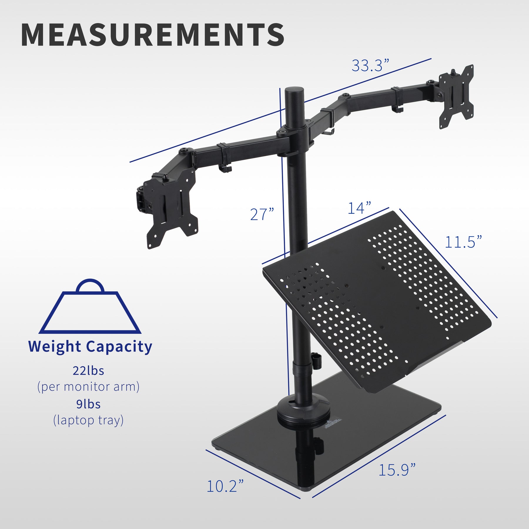 Monitor and Laptop Desk Glass Stand – VIVO - desk solutions, screen ...
