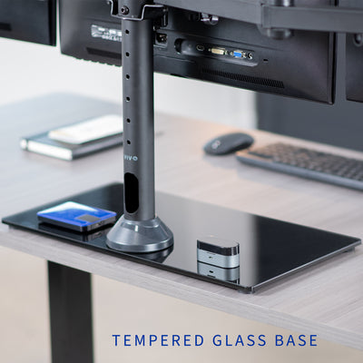 Solid, tempered glass base.
