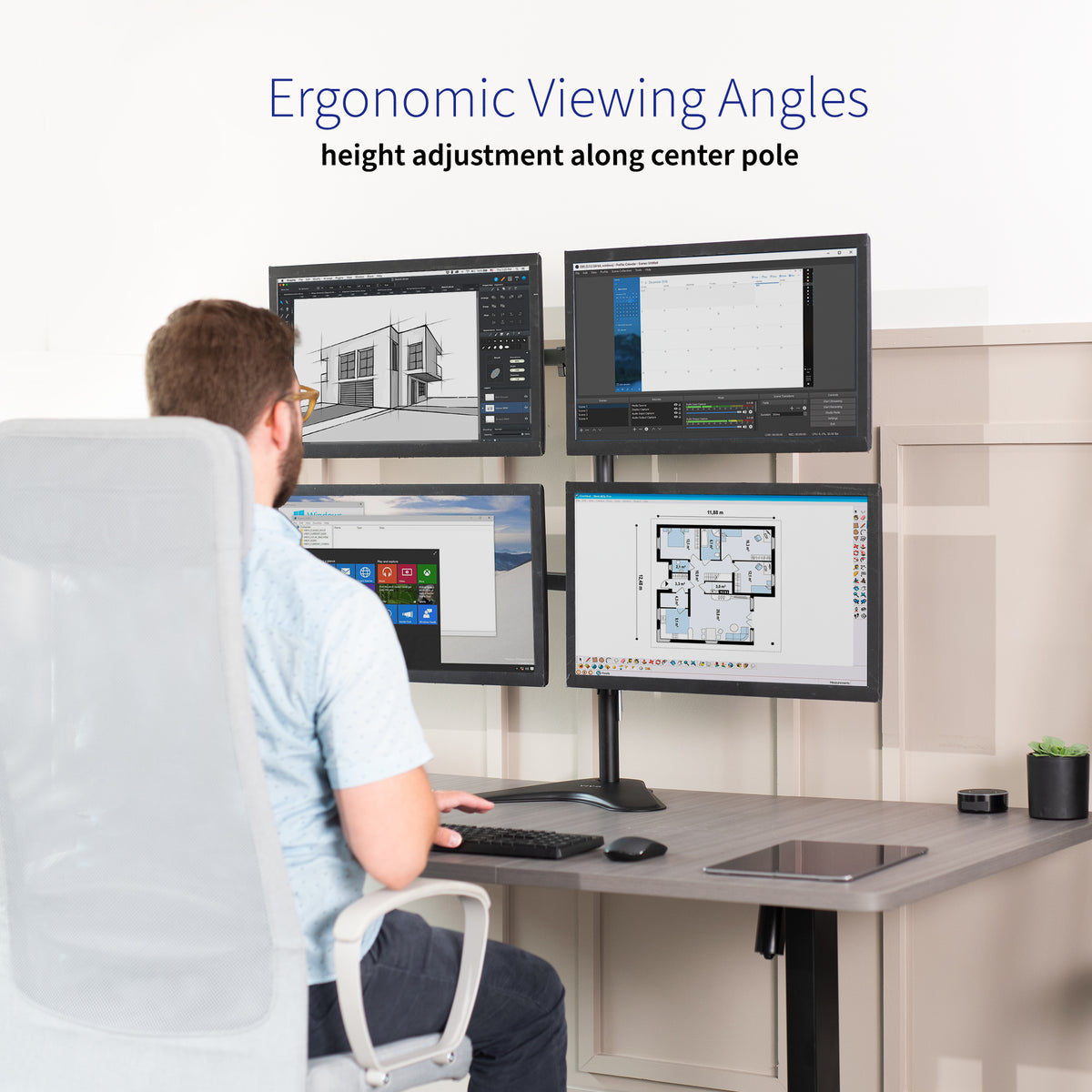 Control Panel Display Stand Control Room Monitor Stands Applications Of 4K UHD Technology In