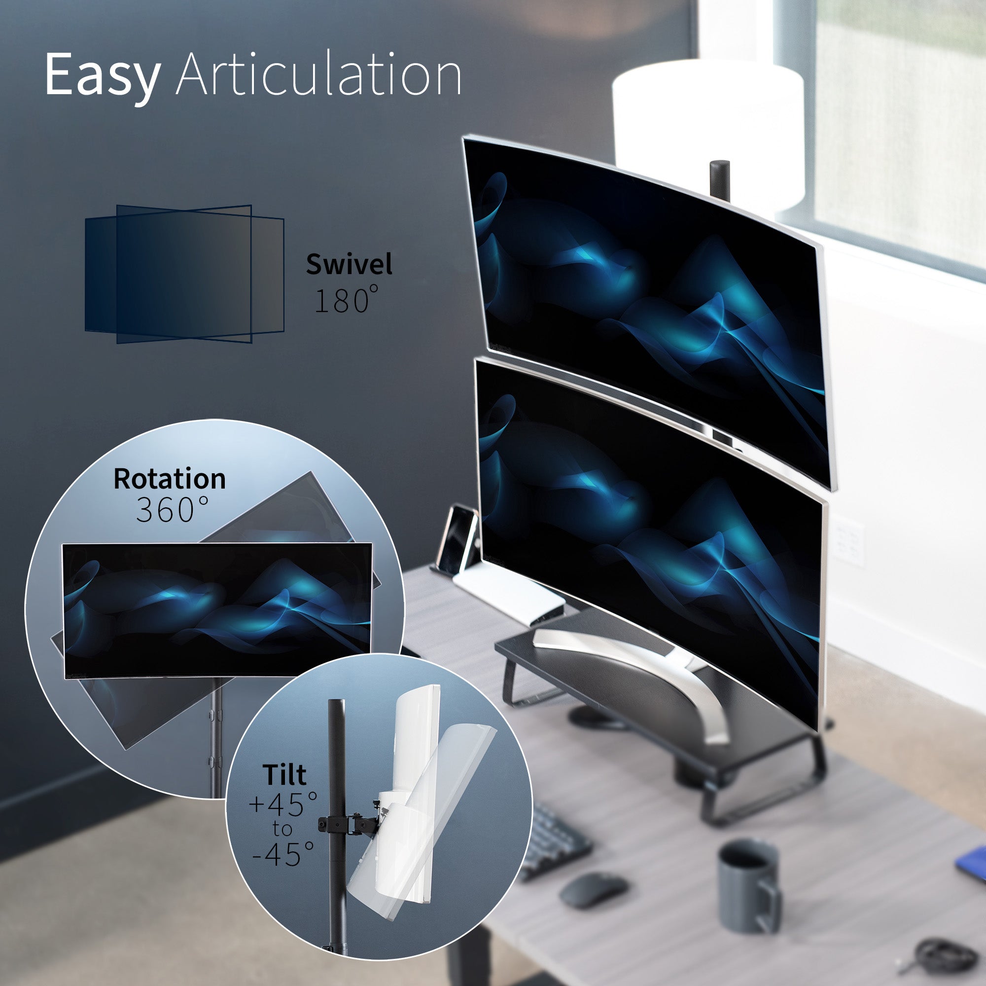 Single Monitor Extra Tall Desk Stand