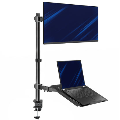 Single Monitor and Laptop Extra Tall Desk Mount - Up to 32" Screens, 17" Laptops