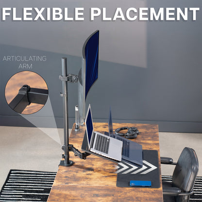 Single Ultrawide Monitor and Laptop Extra Tall Desk Mount with Universal VESA Compatibility