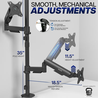 Mechanical Arm Dual 17" to 32" Monitor Extra Tall Desk Mount on desk in home office space