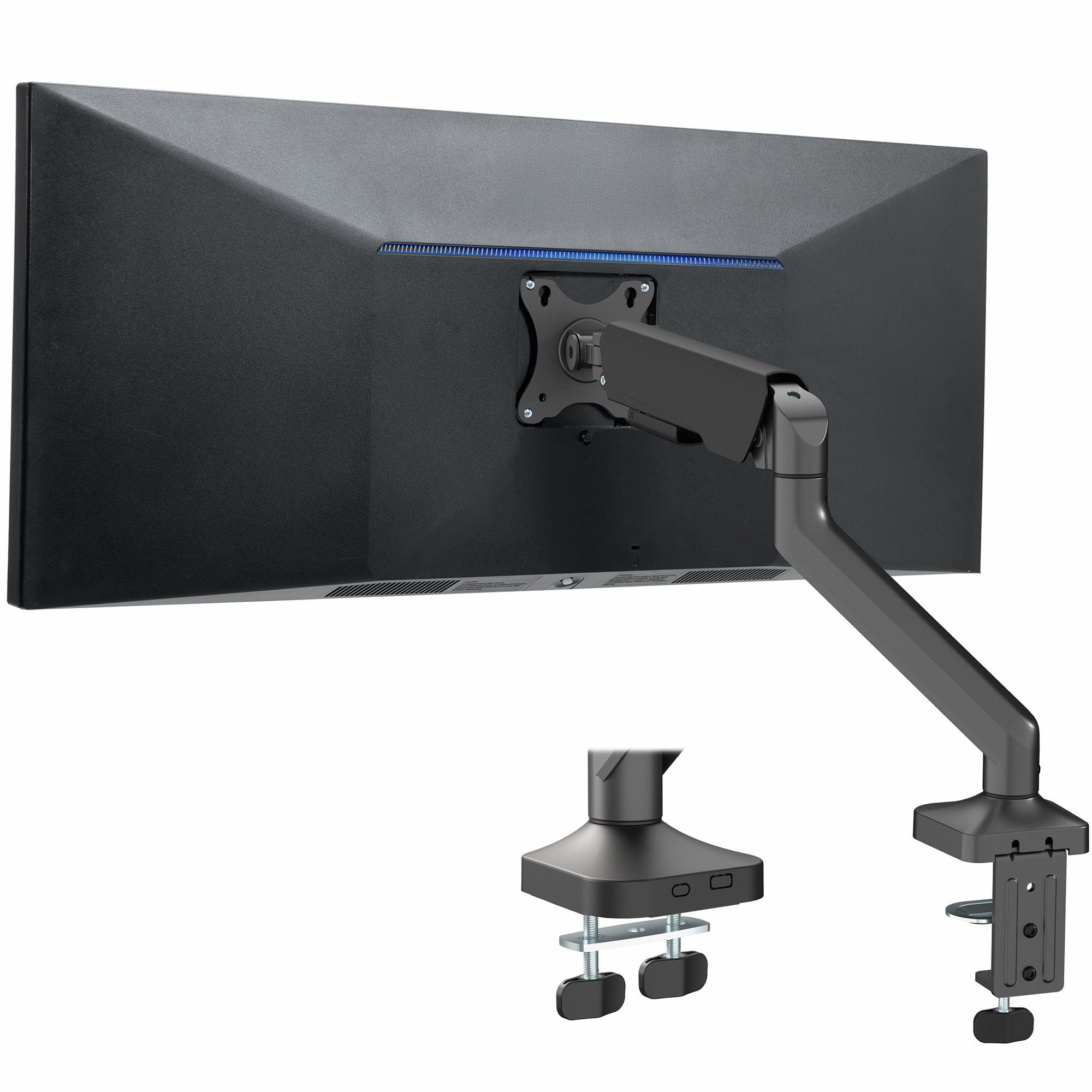 Pneumatic Arm Single Ultrawide Monitor Desk Mount