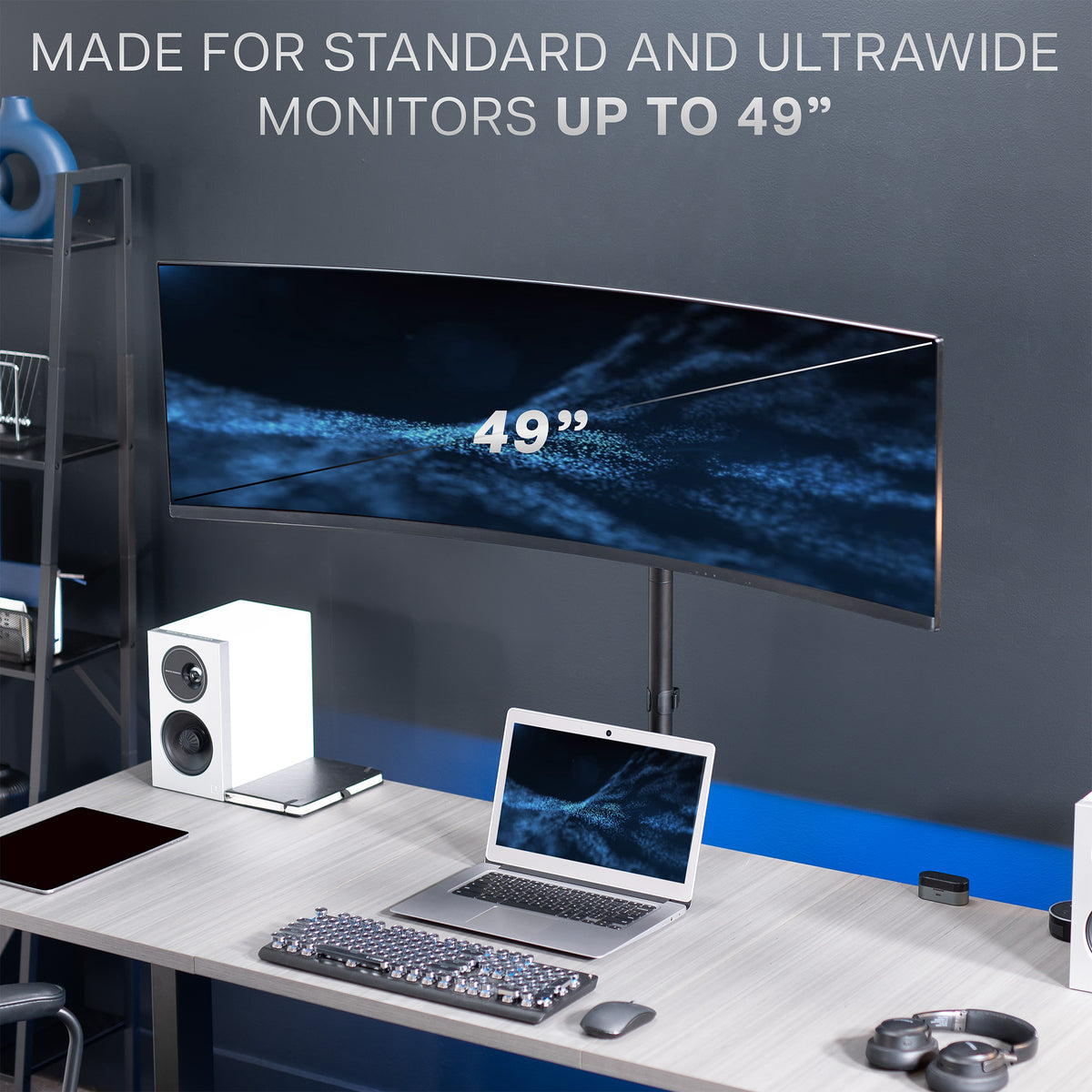 Single Ultrawide Monitor Extra Tall Desk Mount - Up to 49