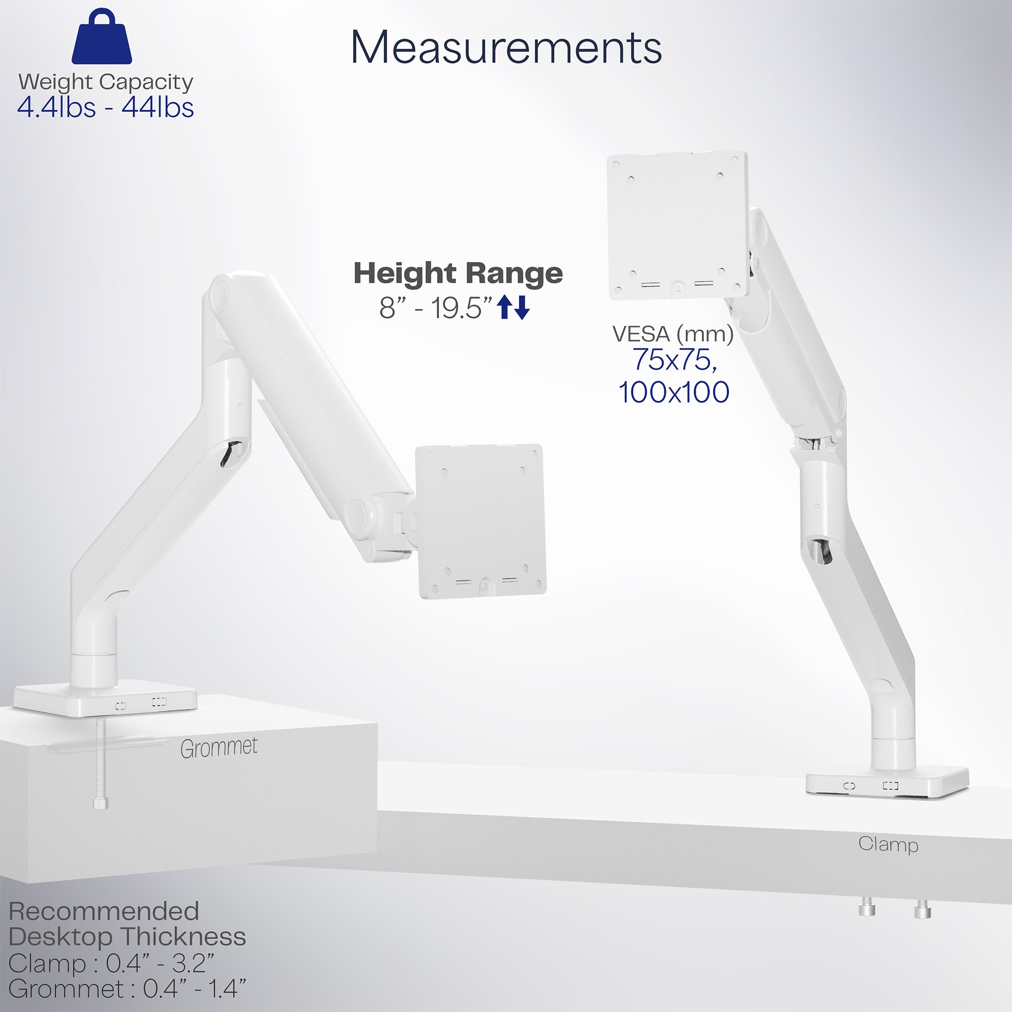 Mechanical Arm Single Ultrawide Monitor Desk Mount - Up to 40" Screens