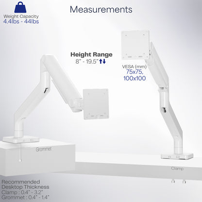 Mechanical Arm Single Ultrawide Monitor Desk Mount - Up to 40" Screens