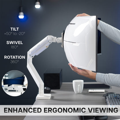 Mechanical Arm Single Ultrawide Monitor Desk Mount - Up to 40" Screens