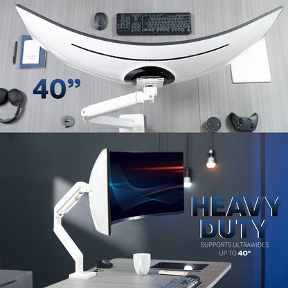 Mechanical Arm Single Ultrawide Monitor Desk Mount - Up to 40" Screens