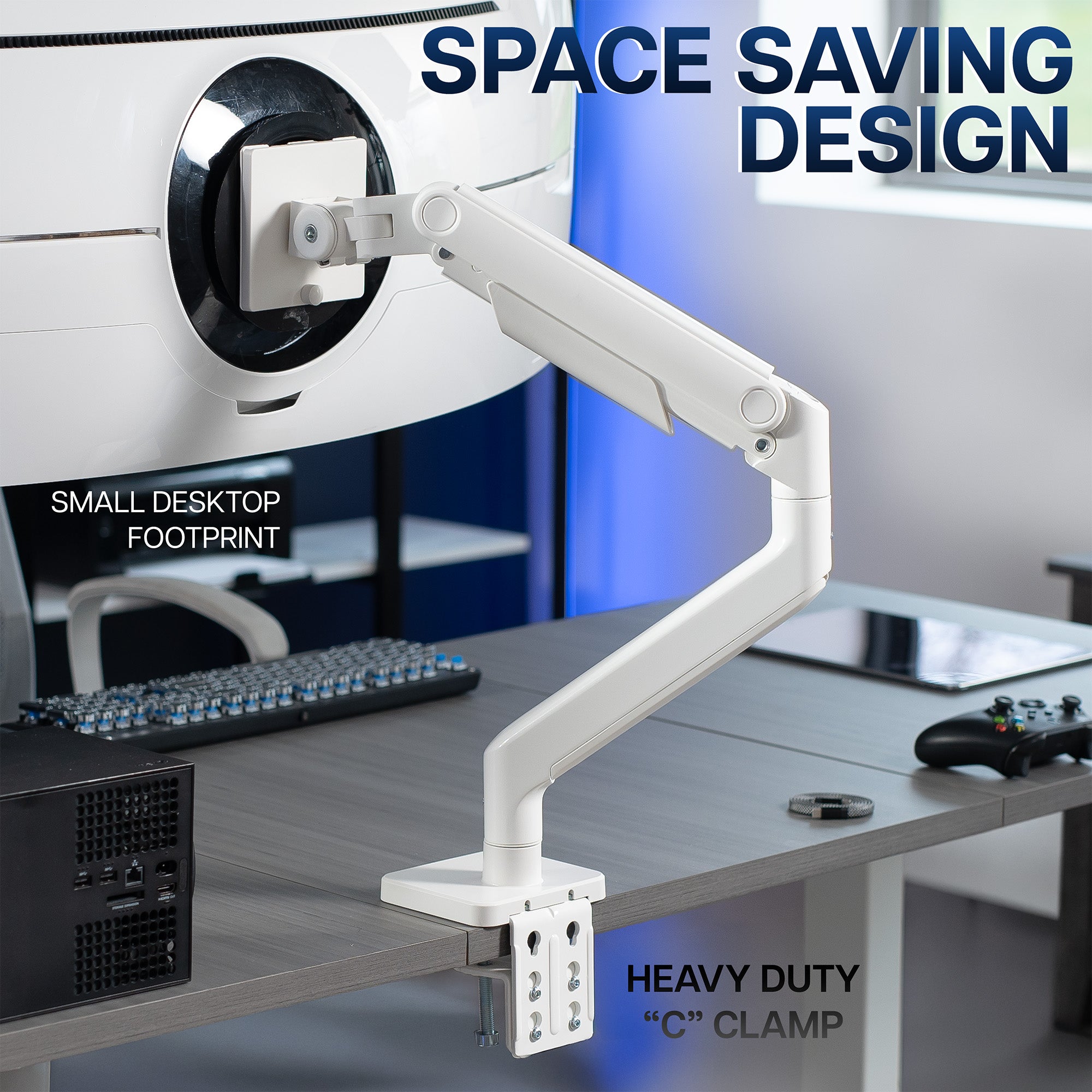 Mechanical Arm Single Ultrawide Monitor Desk Mount - Up to 40" Screens