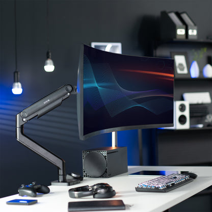 Mechanical Arm Single Ultrawide Monitor Desk Mount - Up to 49" Screens