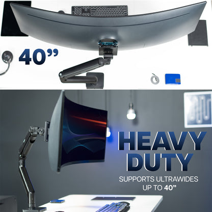 Mechanical Arm Single Ultrawide Monitor Desk Mount - Up to 40" Screens