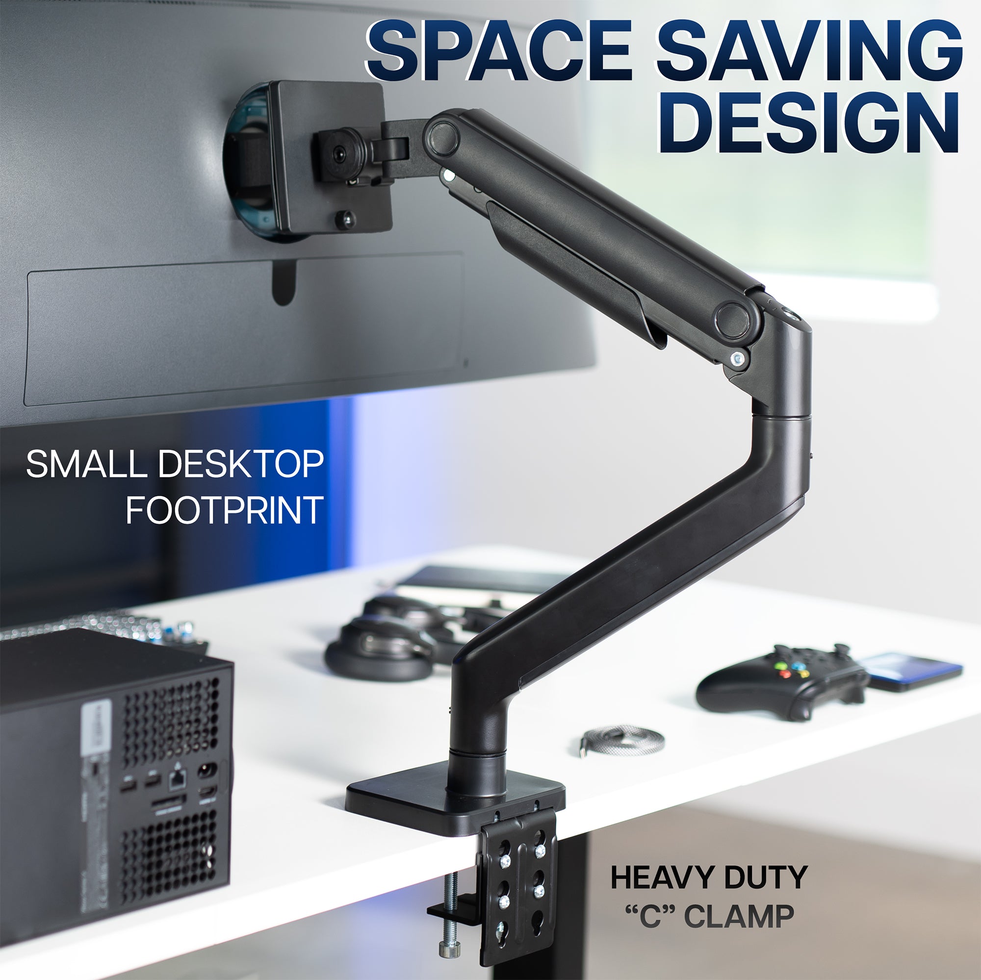 Mechanical Arm Single Ultrawide Monitor Desk Mount - Up to 49" Screens