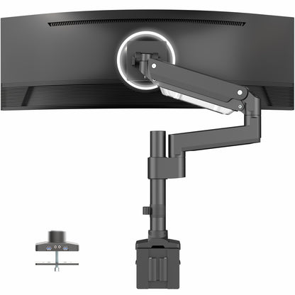 Pneumatic Arm Single Ultrawide Monitor Desk Mount with USB 