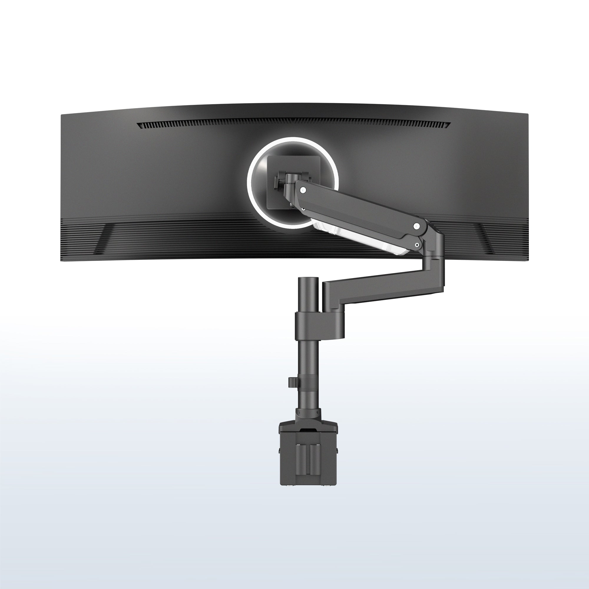 Pneumatic Arm Single Ultrawide Monitor Desk Mount with USB Ports