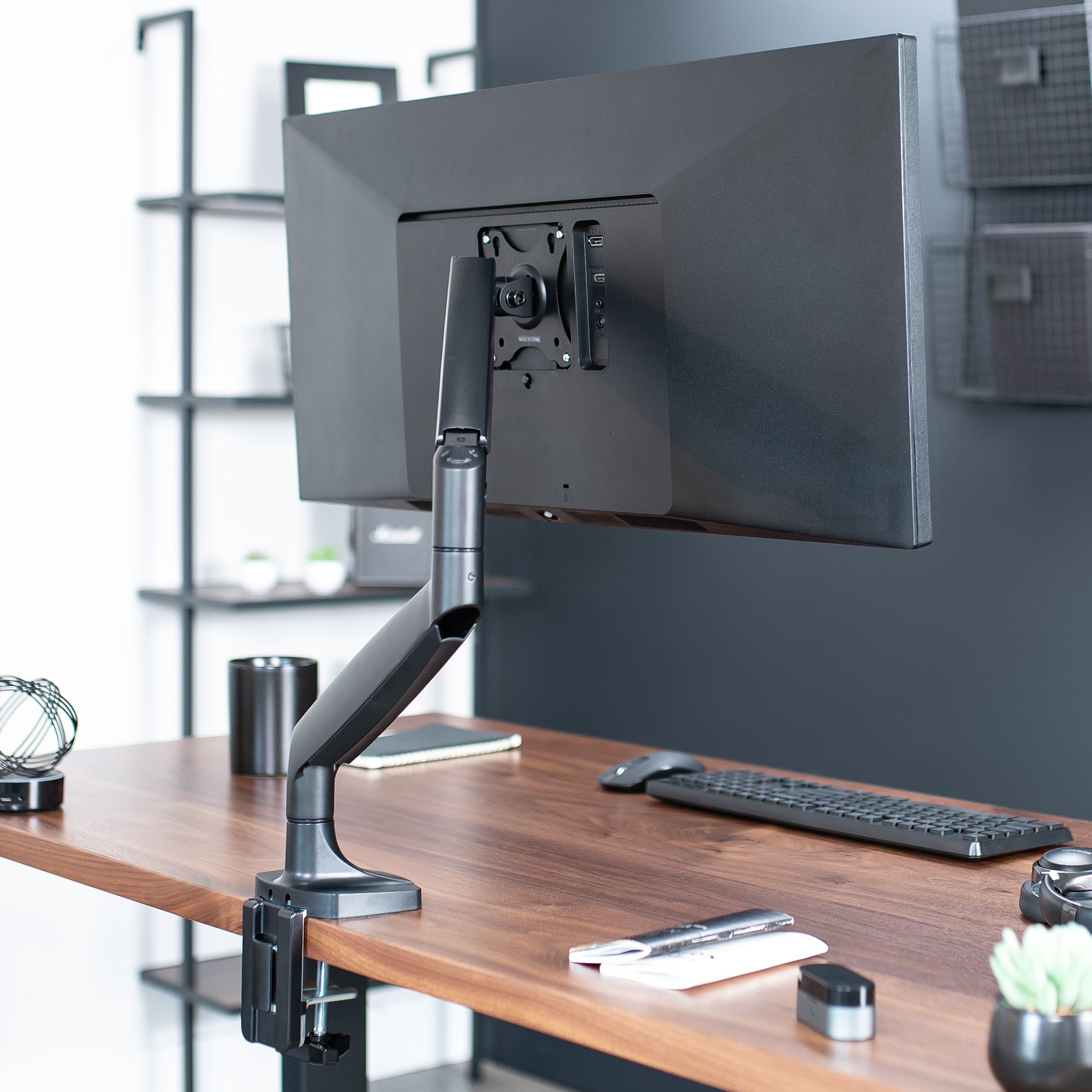 Pneumatic Arm Single Ultrawide Monitor Desk Mount - Up to 40
