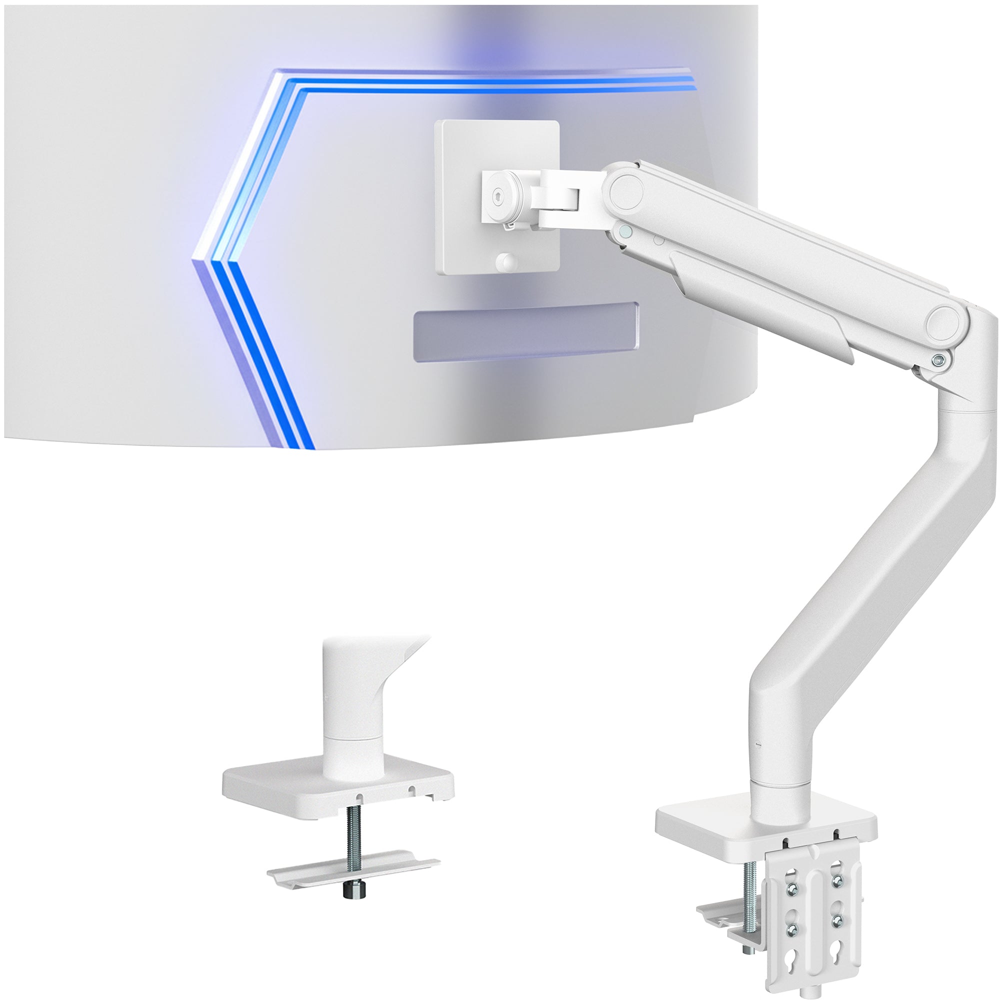 Pneumatic Arm Single Ultrawide Monitor Desk Mount - Up to 49