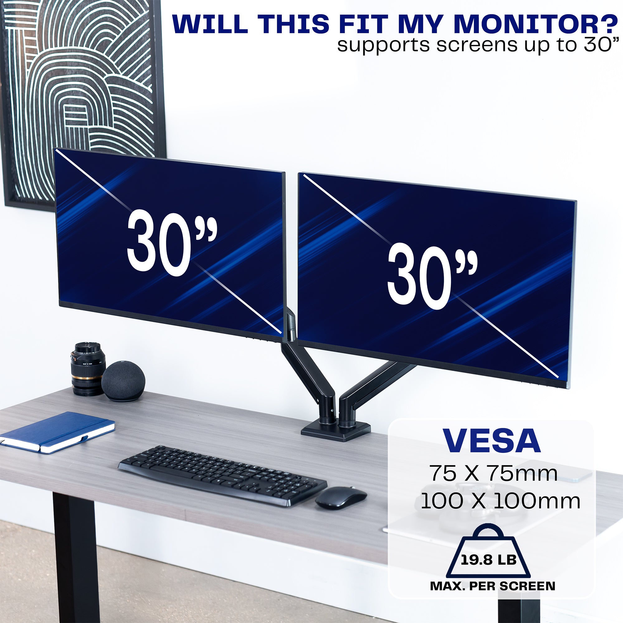 Heavy Duty Pneumatic Arm White Dual Monitor Desk Mount