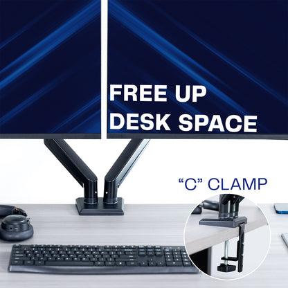 Heavy Duty Pneumatic Arm White Dual Monitor Desk Mount