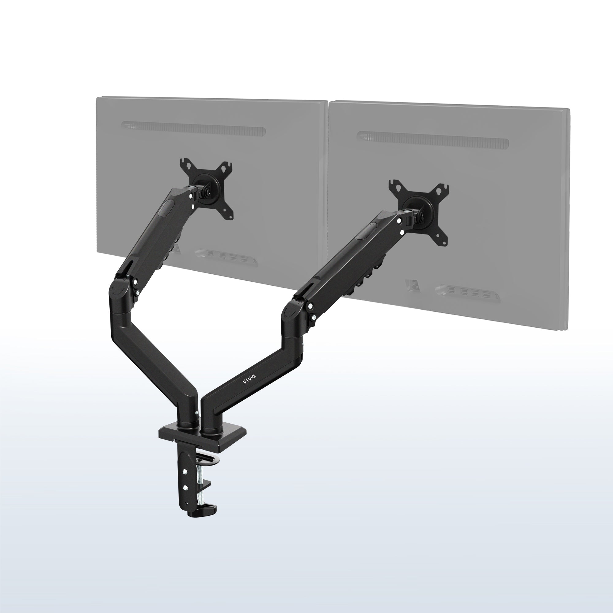 Heavy Duty Pneumatic Arm White Dual Monitor Desk Mount