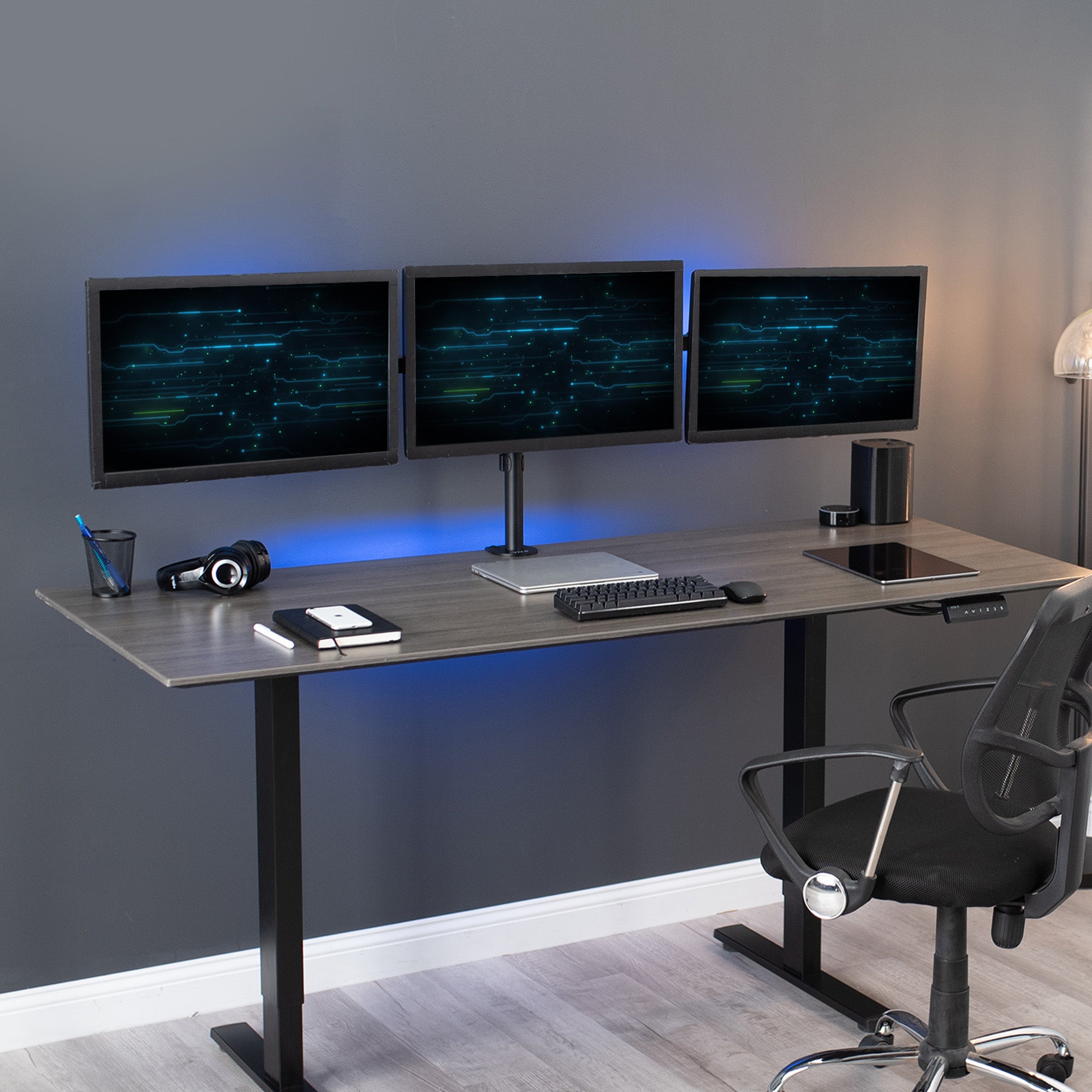 Flush to Wall Triple Monitor Desk Mount – VIVO - desk solutions, screen ...