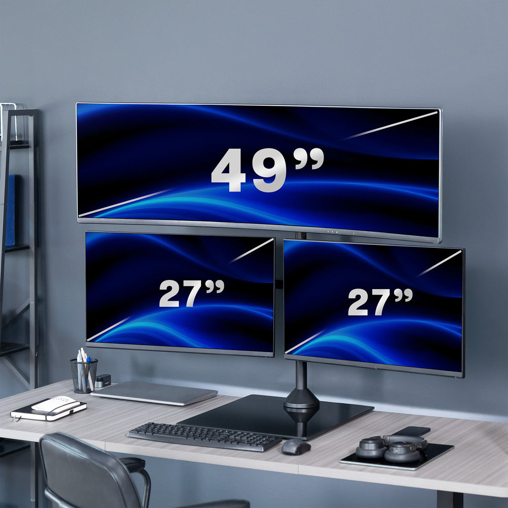 Triple Monitor Desk Stand (1 Ultrawide + 2 Standard) - Up to 49