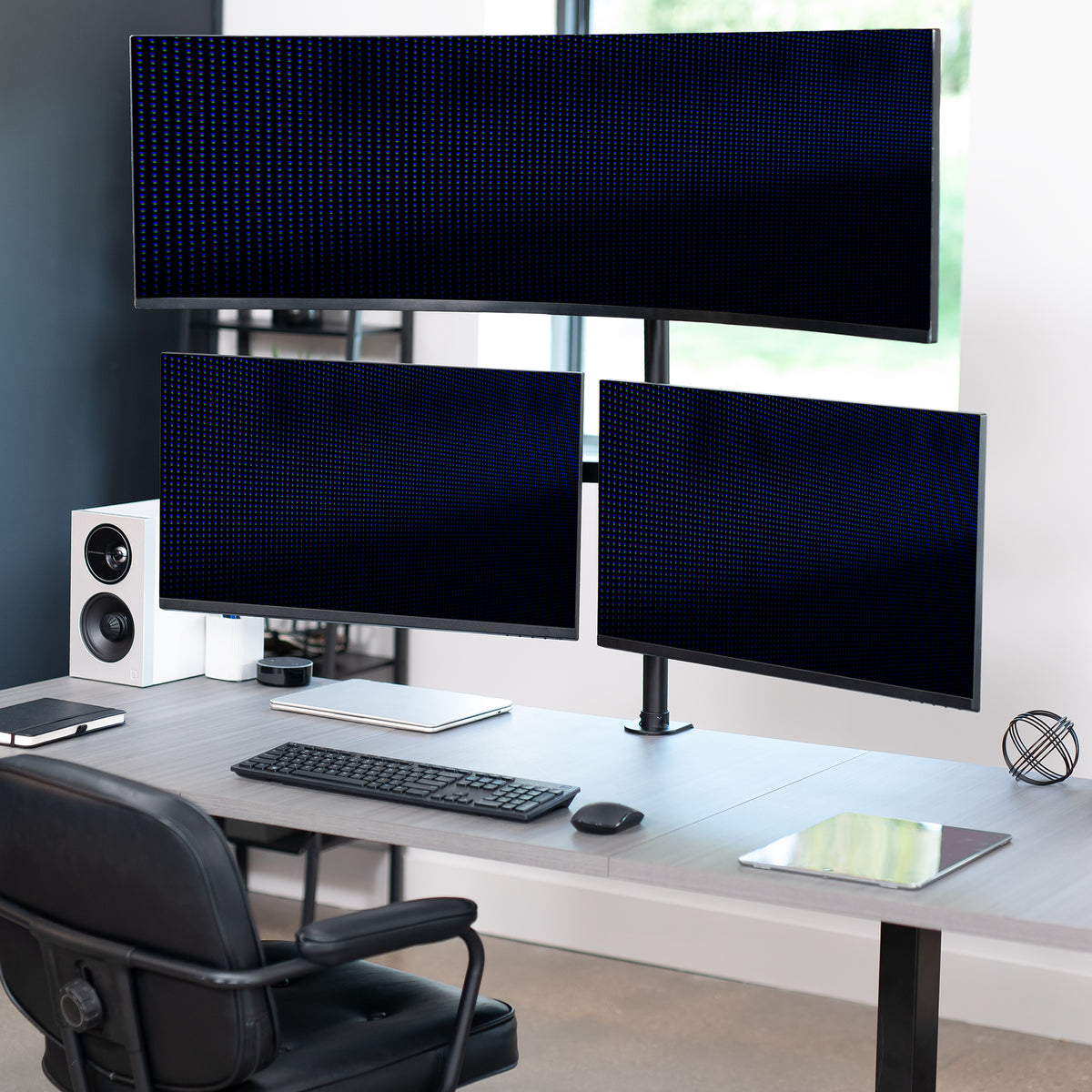 Triple Monitor Desk Mount (1 Ultrawide + 2 Standard) - Up to 49