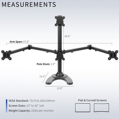 Quad Monitor Desk Stand