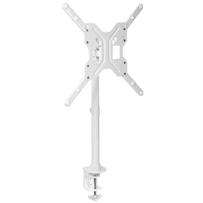 Sturdy wide screen TV desk mount with height adjustment and articulation.