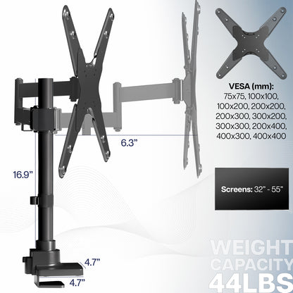 Articulating Arm Single TV Desk Mount