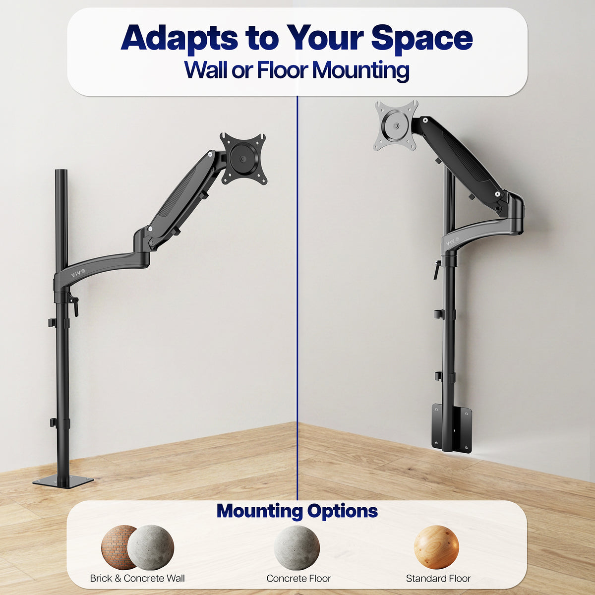 Single Monitor Mount Floor or Wall Stand - 17" to 32" Screens