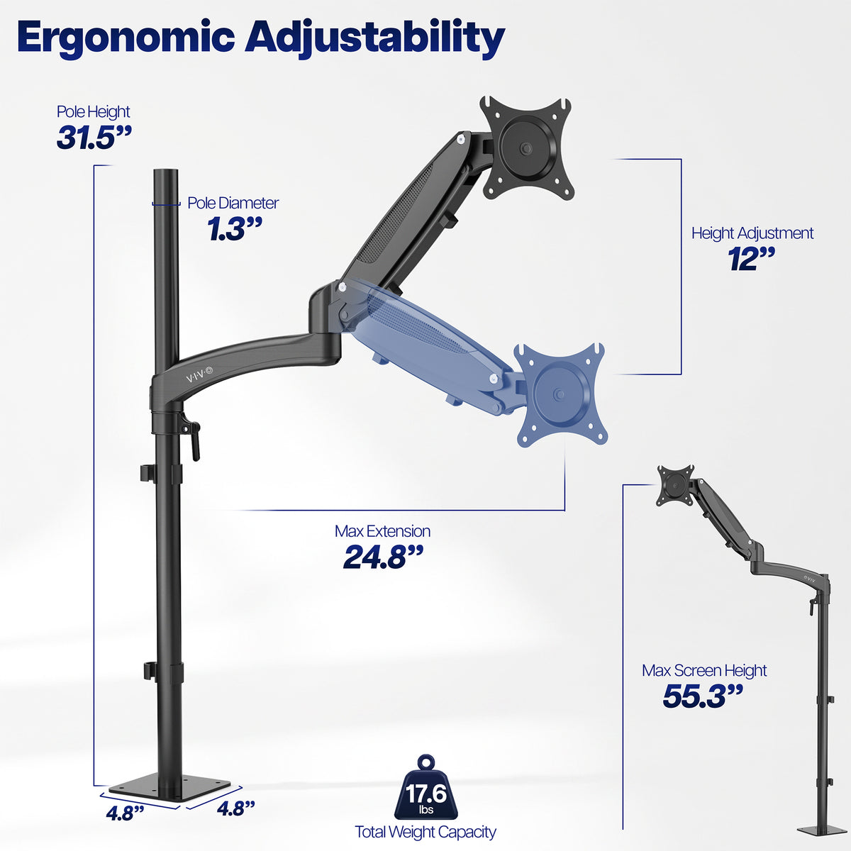 Single Monitor Mount Floor or Wall Stand - 17" to 32" Screens