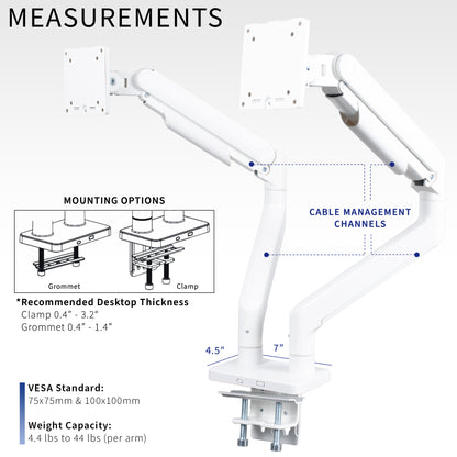Mechanical Arm Dual Ultrawide Monitor Desk Mount - Up to 45" Screens