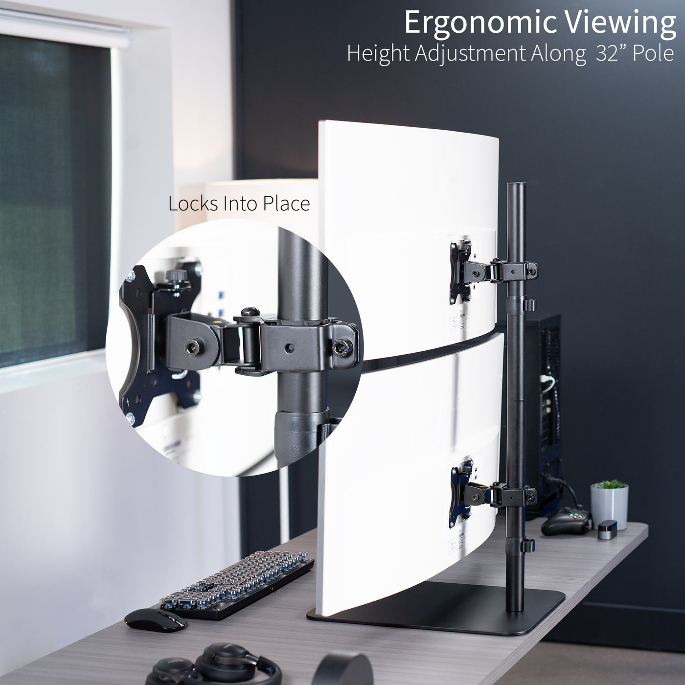 Monitor Array Stand Dual Ultrawide Vertical Monitor Desk Stand – VIVO - desk solutions ...