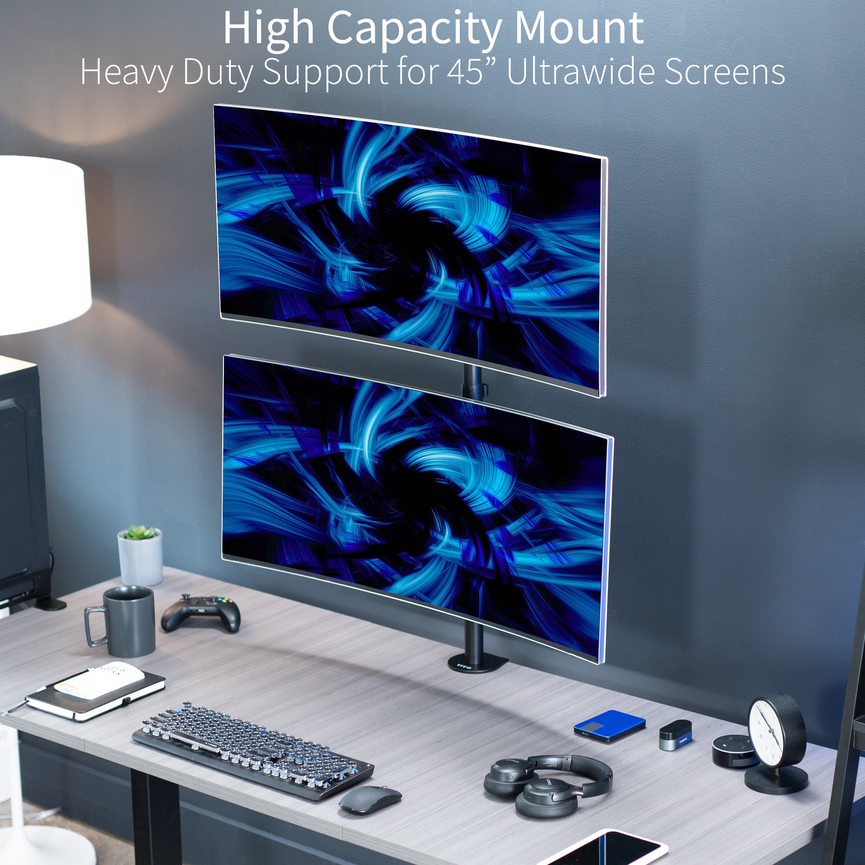 Dual Ultrawide Vertical Monitor Desk Mount - Up to 45" Screens