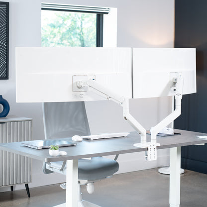 Pneumatic Arm Dual Ultrawide Monitor Desk Mount - Up to 45" Screens