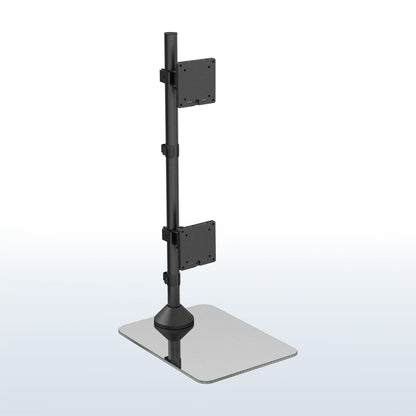 Black adjustable monitor stand on a white background