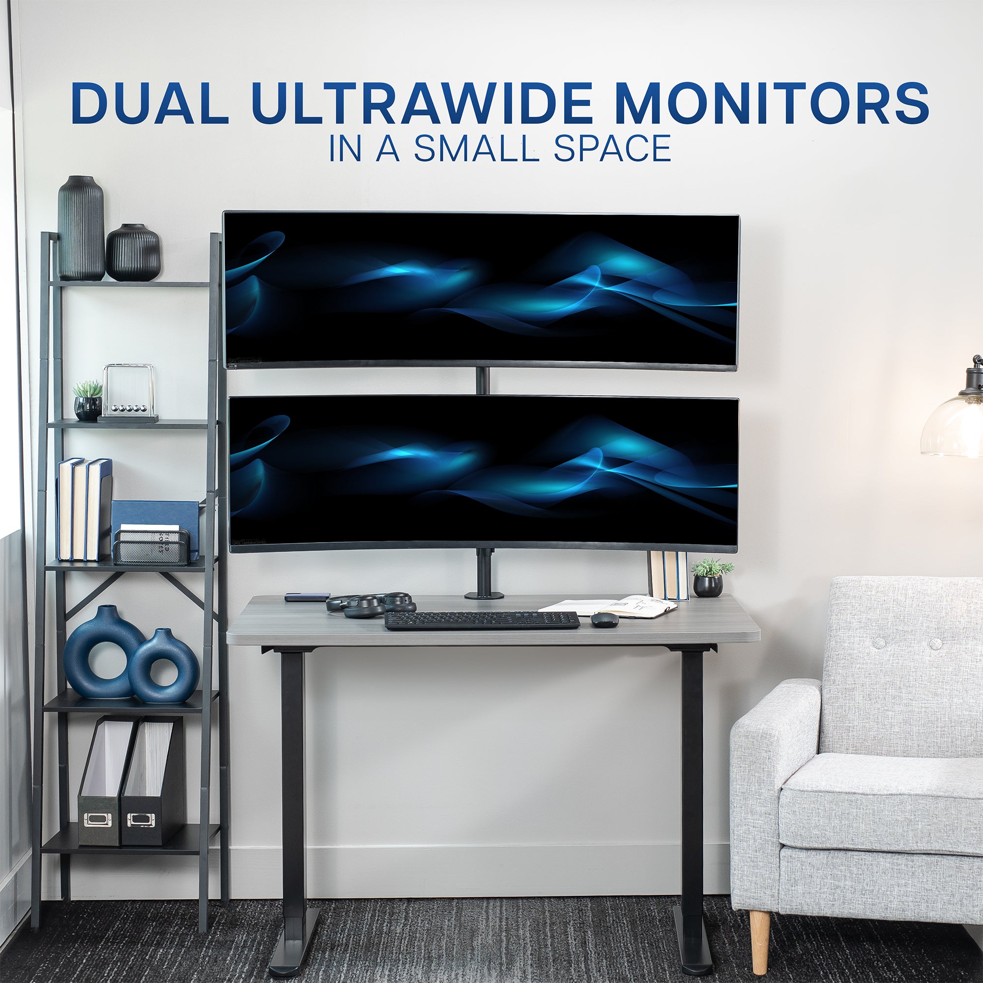 Dual Ultrawide Vertical Monitor Desk Mount