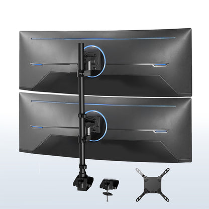 Monitor stand with dual monitor mount on a white background