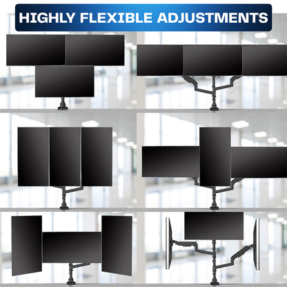 Pneumatic Arm Triple Ultrawide Monitor Extra Tall Desk Mount