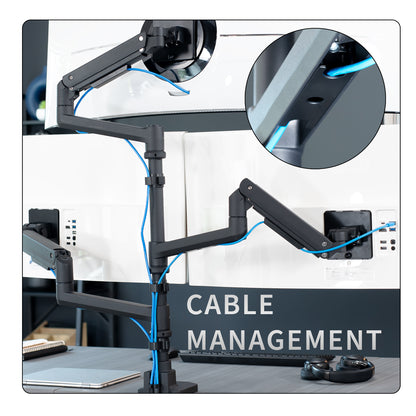 Pneumatic Arm Triple Ultrawide Monitor Extra Tall Desk Mount